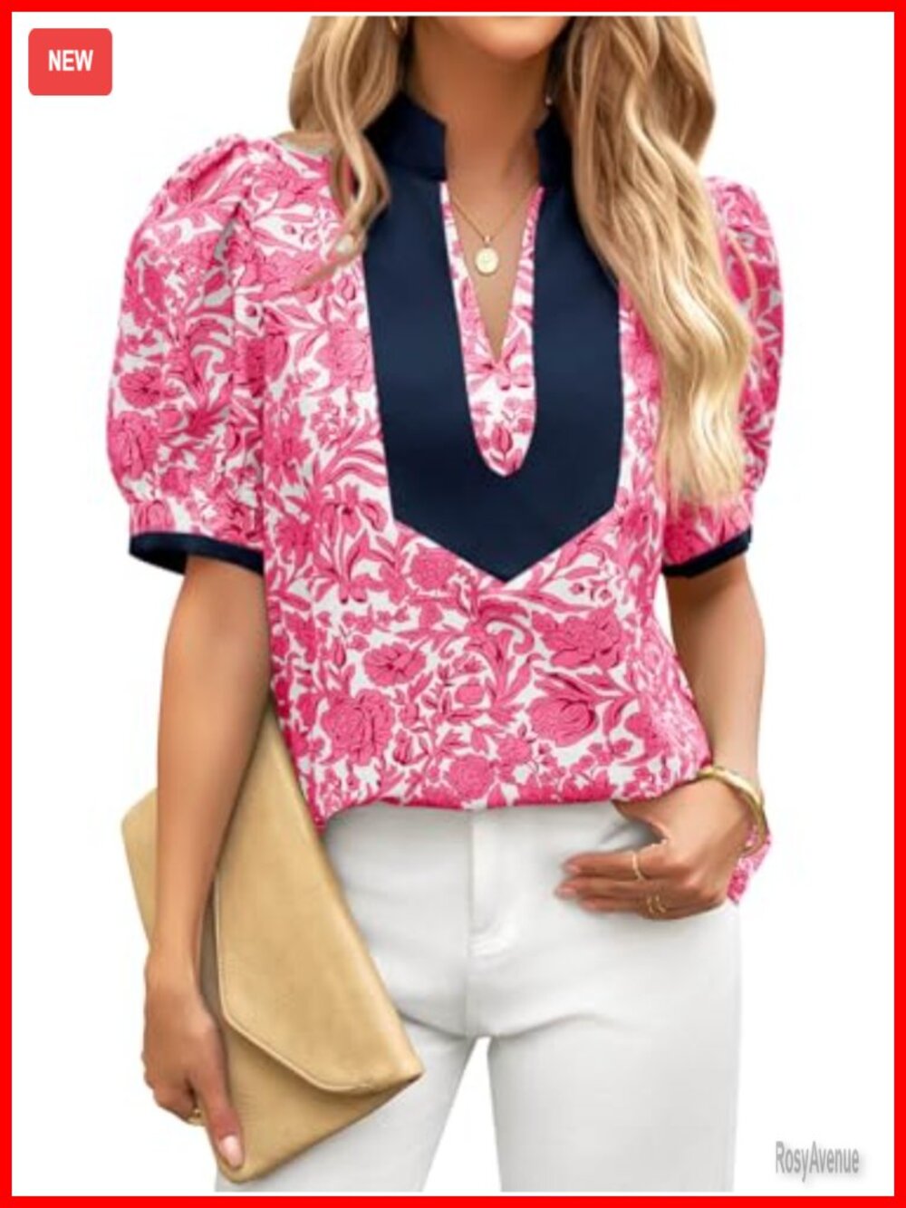 Floral Puff Sleeve Blouse Women Boho V Neck Short Sleeve Casual